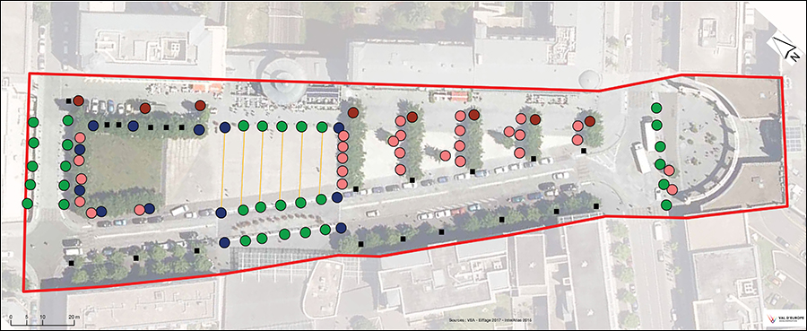 Plan nouvelle installation éclairage place d'Ariane