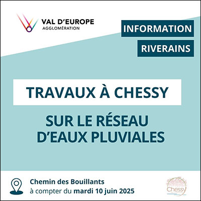 Travaux sur le réseau d'eaux pluviales à Chessy
