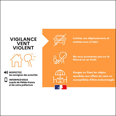 Alerte météo orange pour vent violent